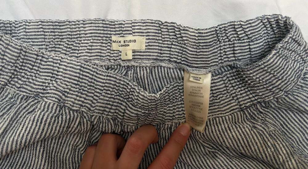 Max Studio London Striped Linen Blend Pull-On Lantern Pants size L - Picture 4 of 9